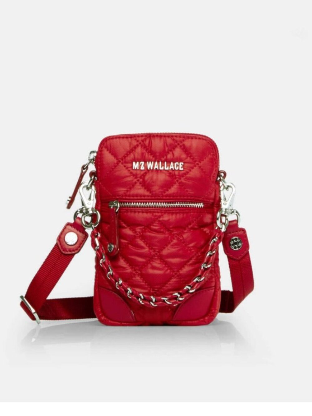 MZ Wallace Red Quilted Micro Crosby Crossbody Bag